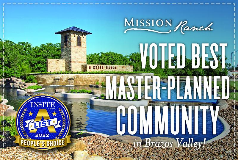 Mission Ranch Voted Best Master Planned Community in Brazos Valley!